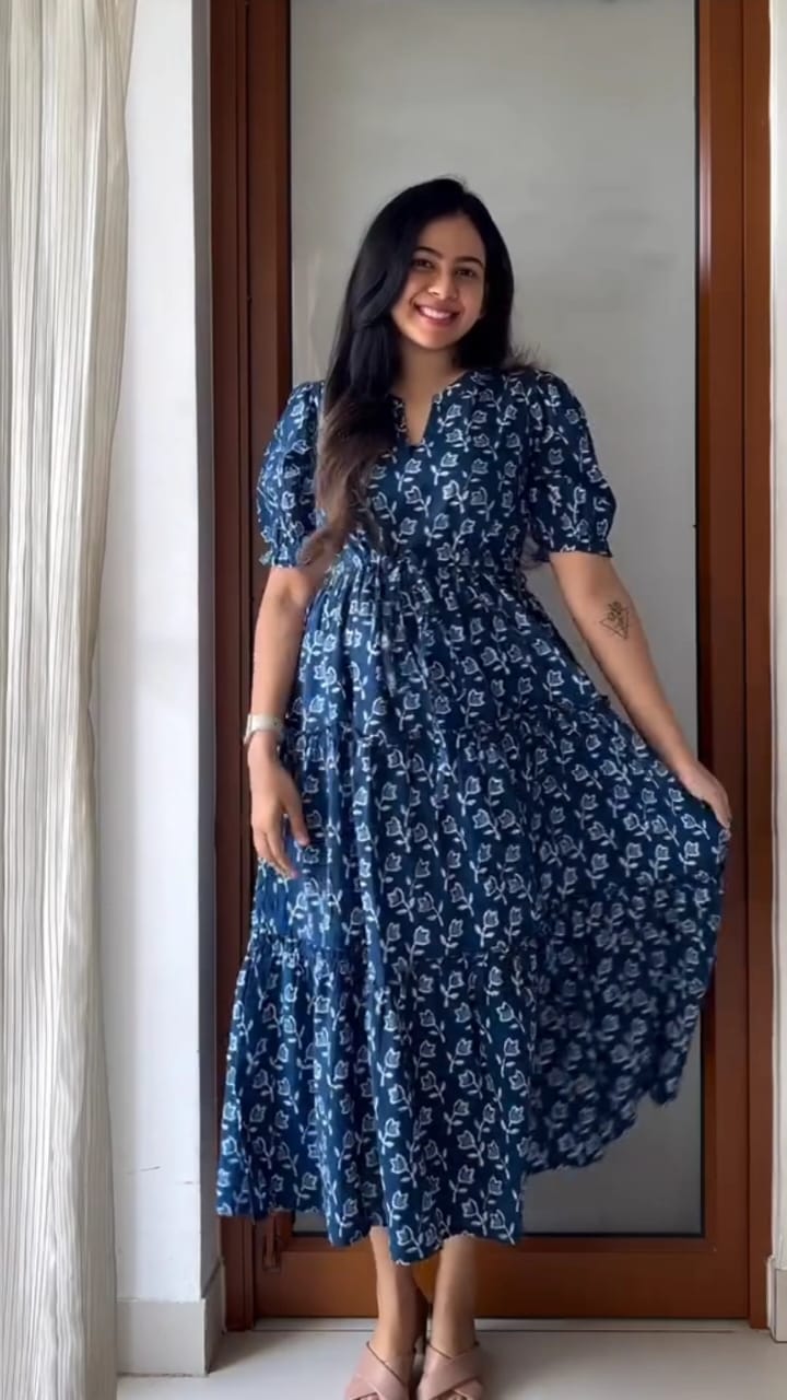 Trendy stylish cotton gown