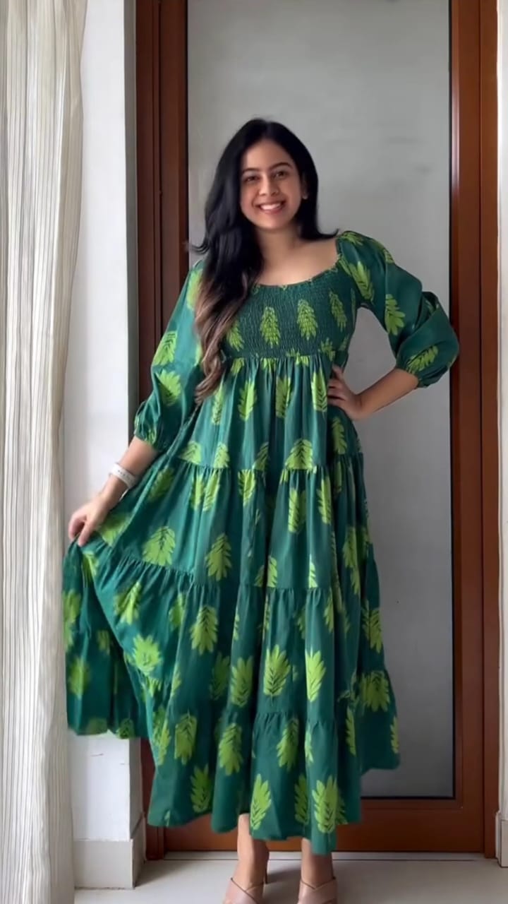 Trendy stylish cotton gown